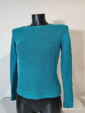 Maglia donna azzurra turchese uncinetto S primavera offerta