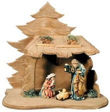 Presepio Con Figure Mangiatoia Matteo Collezione Sacra Famiglia H 8 CM Legno