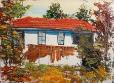 Dipinto olio 1969 casa di