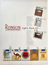 Ronson Adonis Whirlwind Camel Lucky Strike Old Gold Vtg 1949 Ad Magazine Print