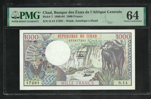 Ciad 1000 franchi - franchi, 1980;
