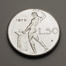 1979 Italy 50 Lire, KM# 95.1