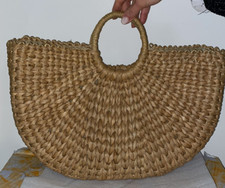 borsa di paglia intrecciata naturale estiva manici mano rivestita GLENFIELD - 64