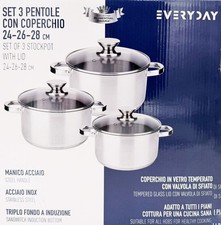 Bavaria Set 3 Pentole Acciaio
