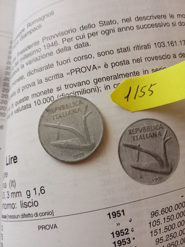 Moneta lire del 1955 - lire,