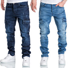 Jeans cargo uomo regular slim denim pantaloni distrutti 7985