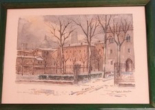 Acquarello stampato 4 colori MANTOVA Piazza L. Lombarda SANFELICI ARNALDO, 52x38