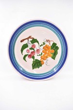 Piatto Portafrutta Terracotta Dipinto A Mano Uva E Ciliegie 45 Cm