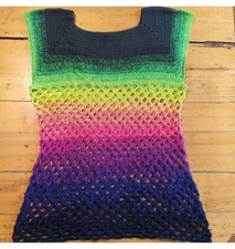 Canotta Handmade Uncinetto Crochet Top Down arcobaleno multicolore 