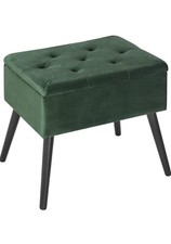 Tavolino Pouf Ottomana Contenitore Velluto Verde