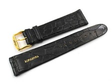 Strap Band Longines Crocodile Veritable Glossy Black  21/18mm Artisanal Handmade