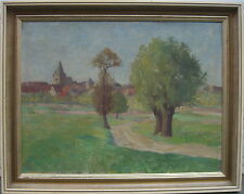 ::DIPINTO OLIO °ESTATE ALLA PERIFERIA DEL VILLAGGIO° FIRMATO WILK PAESAGGIO ANTICO FRANCHI ??