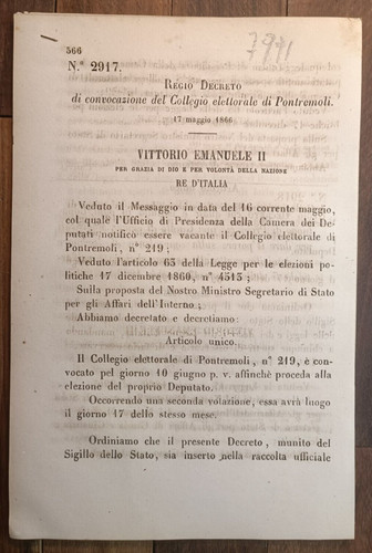 Pontremoli 1866 regio - regio, decreto