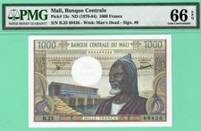 MALI: banconota da 1000 franchi, (UNC PMG66), P-13c, 1970, senza riserva!