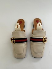Gucci ciabatte da donna Peyton GG in pelle di vitello bianche taglia 36 EU| 6 US| 3 UK