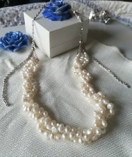 COLLANA MULTIFILO PERLE DI FIUME NATURALI E FILIGRANA D'ARGENTO REGALO PER DONNA