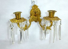 Due Applique Ca 1860 Napoleone III Bronzo Dorato Cristallo