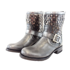 Stivaletti SENDRA grigi donna biker boots stivali scarpa pelle intrecciata 40 nuovi