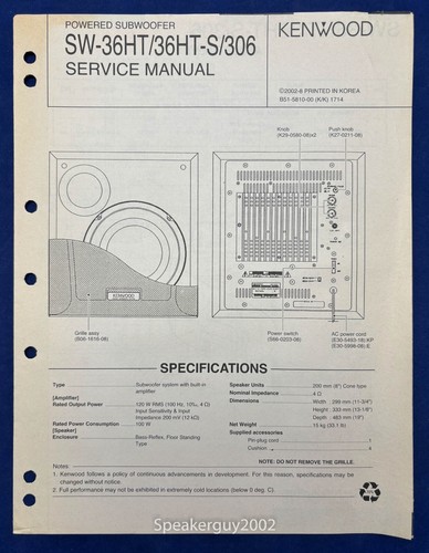 Manuale servizio subwoofer - manuale, di