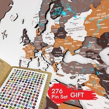 Mappa del mondo in legno 3D