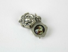 Ciondolo Religioso apribile a forma di ROSA S.CATERINA con Foto VINTAGE D'epoca