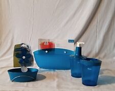 set 4 pz accessori bagno blu