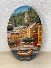Argilla ovale arte Baccerini Via Roma Portofino dipinto a mano in Italia decorazione parete