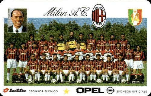 Cartolina squadra milan c - squadra, a.c