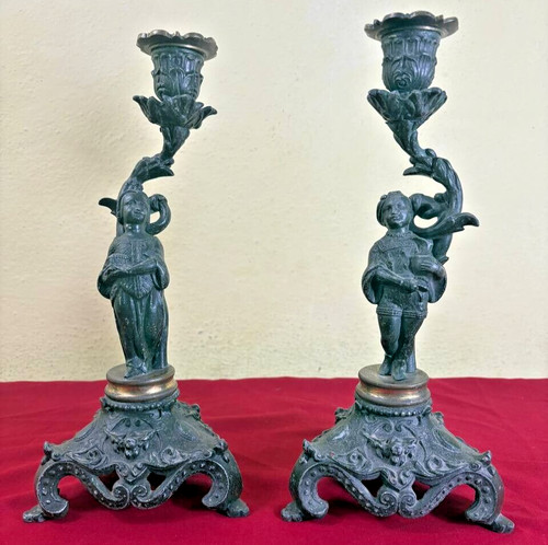 Candelabri coppia ghisa e - candelabri,