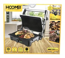 Bistecchiera elettrica 1200 w griglia antiaderente piastra panini carne pesce