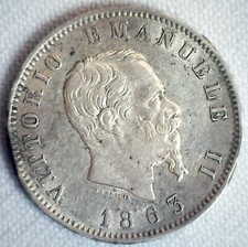 1863 BN-M Italy Silver 1 Lire