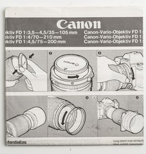 Manuale istruzioni Canon obiettivo FD 35-105mm 3.5-4.5 80-200mm L 100-300mm L