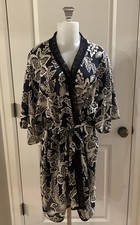 Accappatoio kimono Anthropologie E By Eloise floreale nero uncinetto pizzo orlo avvolgente taglia M/L