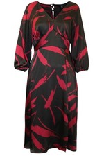 Abito midi rosso nero manica a