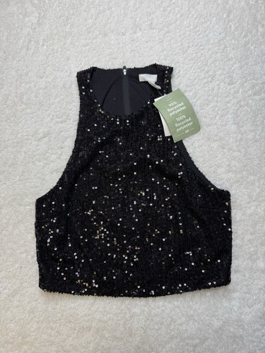 Nero paillettes crop top - paillettes,