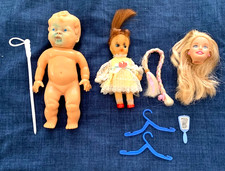 H. D. Vinyl Rubber Baby Doll 6.5"  Barbie Head Hair Braid Ski Pole + Extra