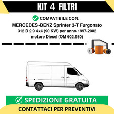 Kit 4 Filtri Tagliando per MERCEDES-BENZ Sprinter 3-T Furgonato 312 D 2.9 4x4...