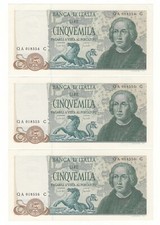 5000 LIRE COLOMBO II°  TIPO DECR 30/05/1971 FDS DA MAZZETTA / N. PROGRESSIVI