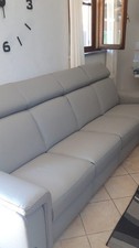 divano 4 posti in vera pelle grigio 