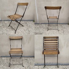 SEDIA PIEGHEVOLE FRANCESE ANTICA DA GIARDINO O BAR PRIMO 900 IN FERRO BATTUTO