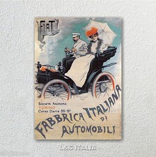Fiat 1899, STAMPA SU TELA - AUTOMOBILI POSTER COLLEZIONE MANIFESTI AUTO ANTICHE