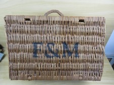 antico CESTINO IN VIMINI PER PICNIC da automobile d epoca vintage F & M cesto di