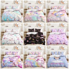 Set lenzuola copripiumino bambina principessa unicorno arcobaleno rosa viola blu