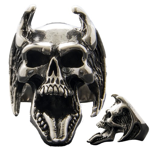 Anello teschio diavolo argento - anello,