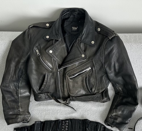 Giacca pelle vintage nera - giacca,