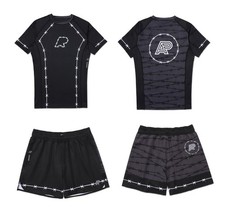 Albino E Preto Barriera Protezione Eruzione Ss & Short Set Kimono Bjj Competitor MMA