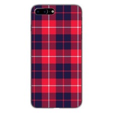 Custodia in silicone stampato compatibile con Apple iPhone 8 Plus Tartan rosso 2
