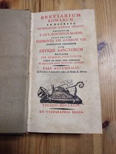 BREVIARIUM ROMANUM EX DECRETO CONCILII TRIDENT... PARS AUTUMNALIS - ANNO 1794