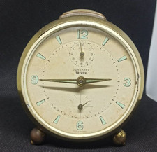 JUNGHANS TRIVOX orologio da tavolo meccanico vintage a corde SVEGLIA FUNZIONANTE