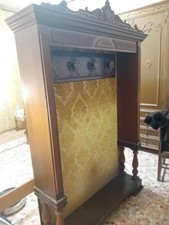 MOBILE ATTACCAPANNI DA TERRA VINTAGE IN LEGNO L.120cm P. 26cm H.191cm